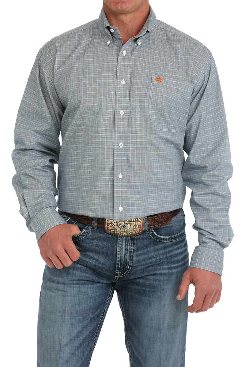 Cinch Mens Blue Long Sleeve Shirt