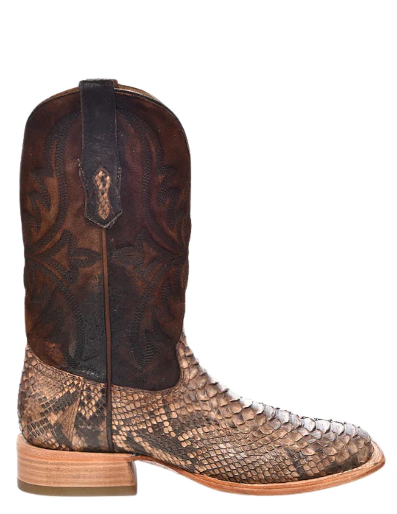 Corral Mens Brown Python Wide Square Toe Boots