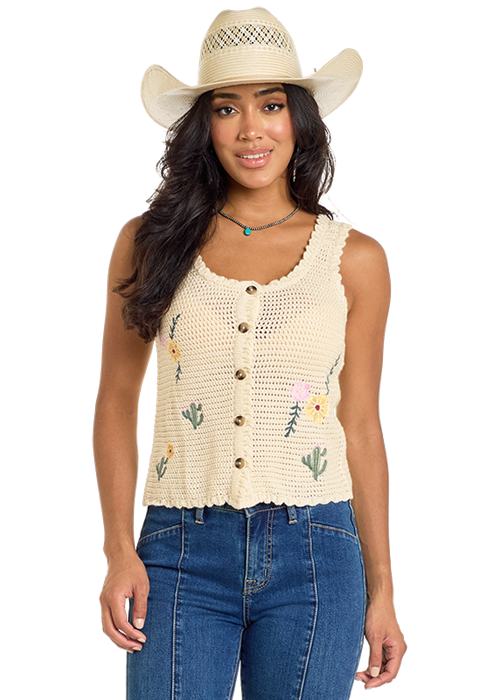 Panhandle Womens Natural Crochet Tank