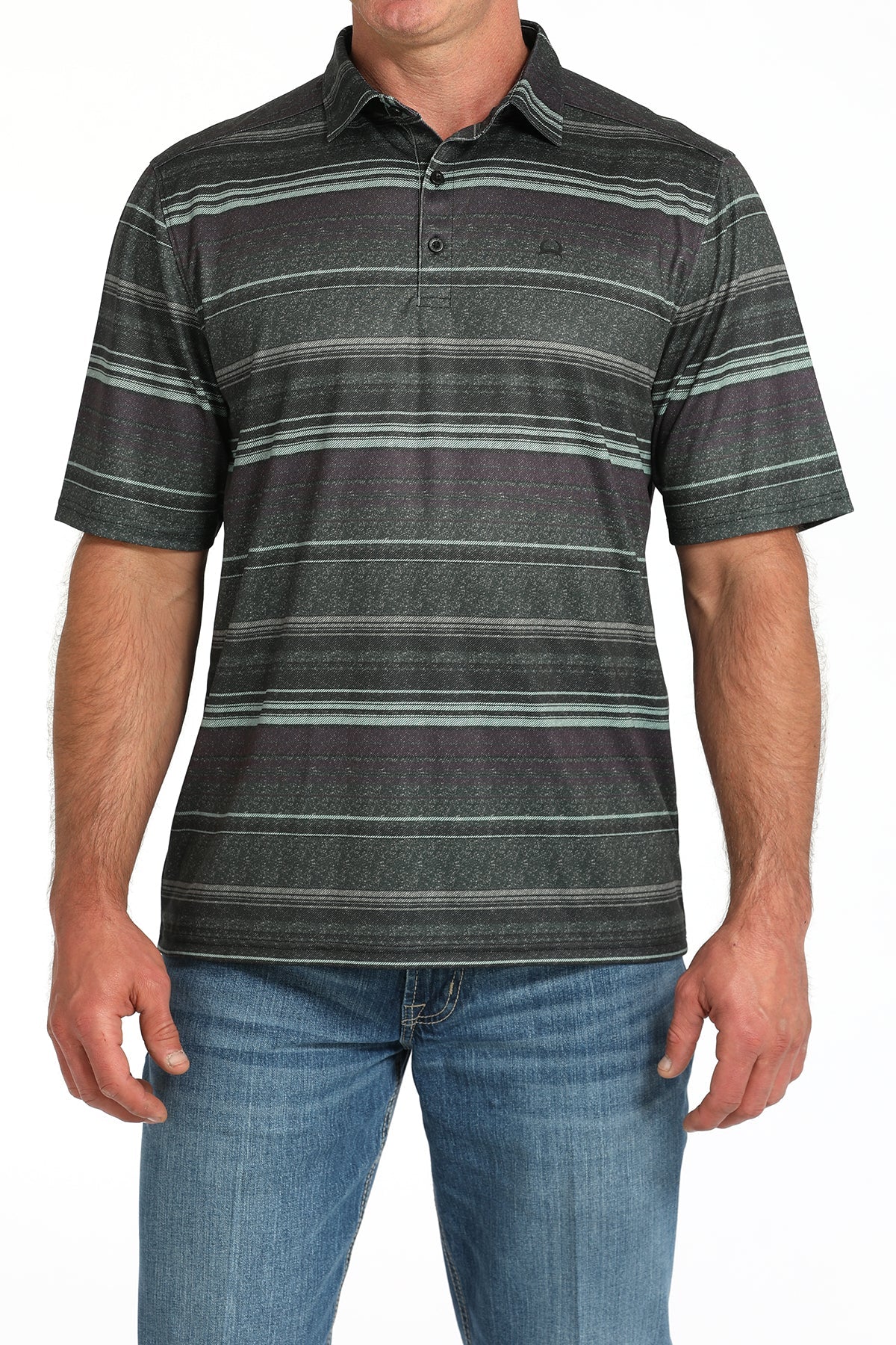 Cinch Mens Striped Arenaflex Polo