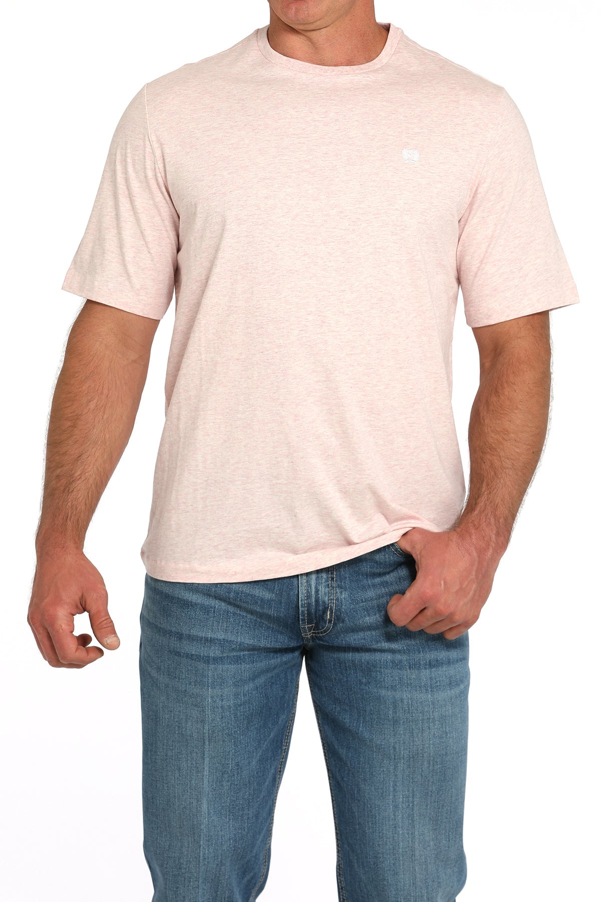 Cinch Mens Pink Solid Logo T-Shirt