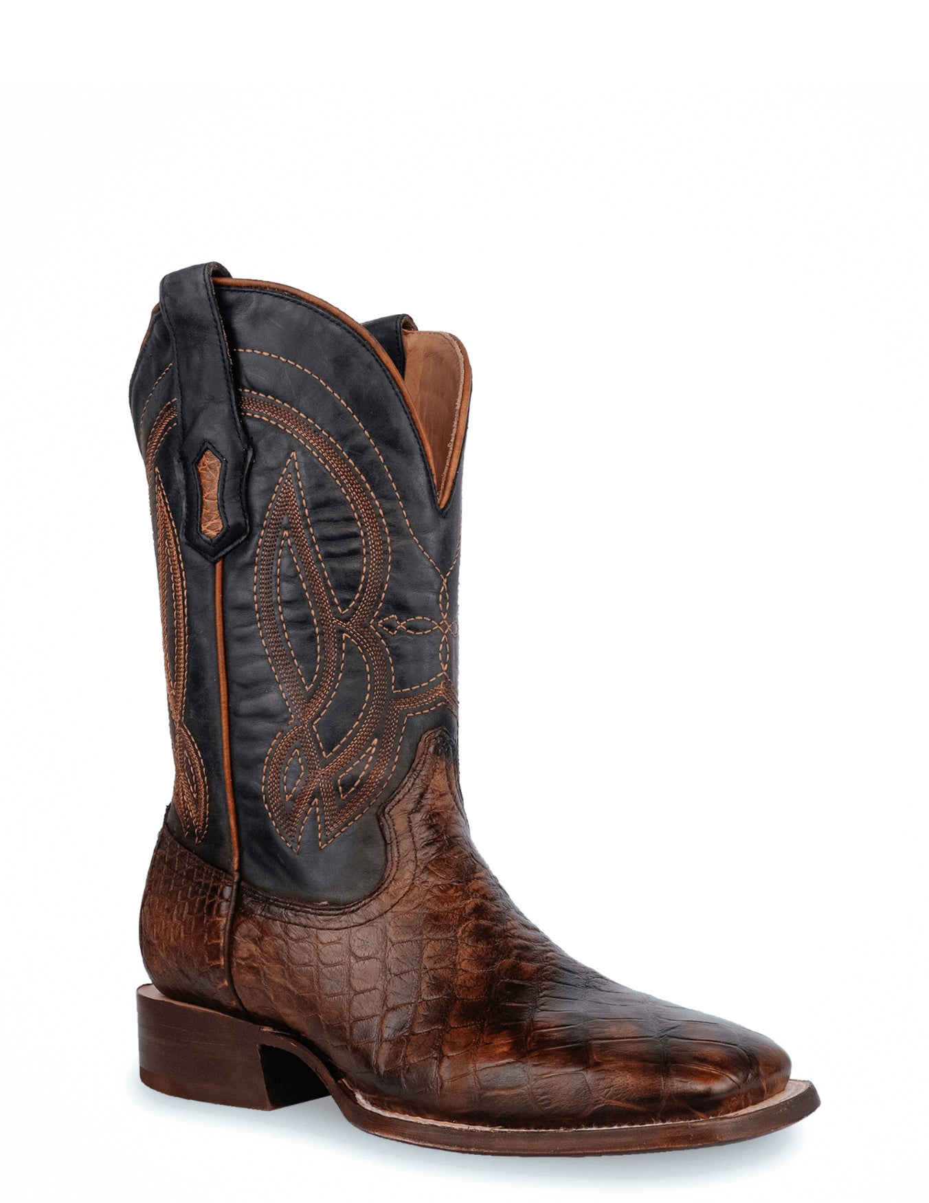 Corral Mens Honey Black Alligator Embroidery Boots