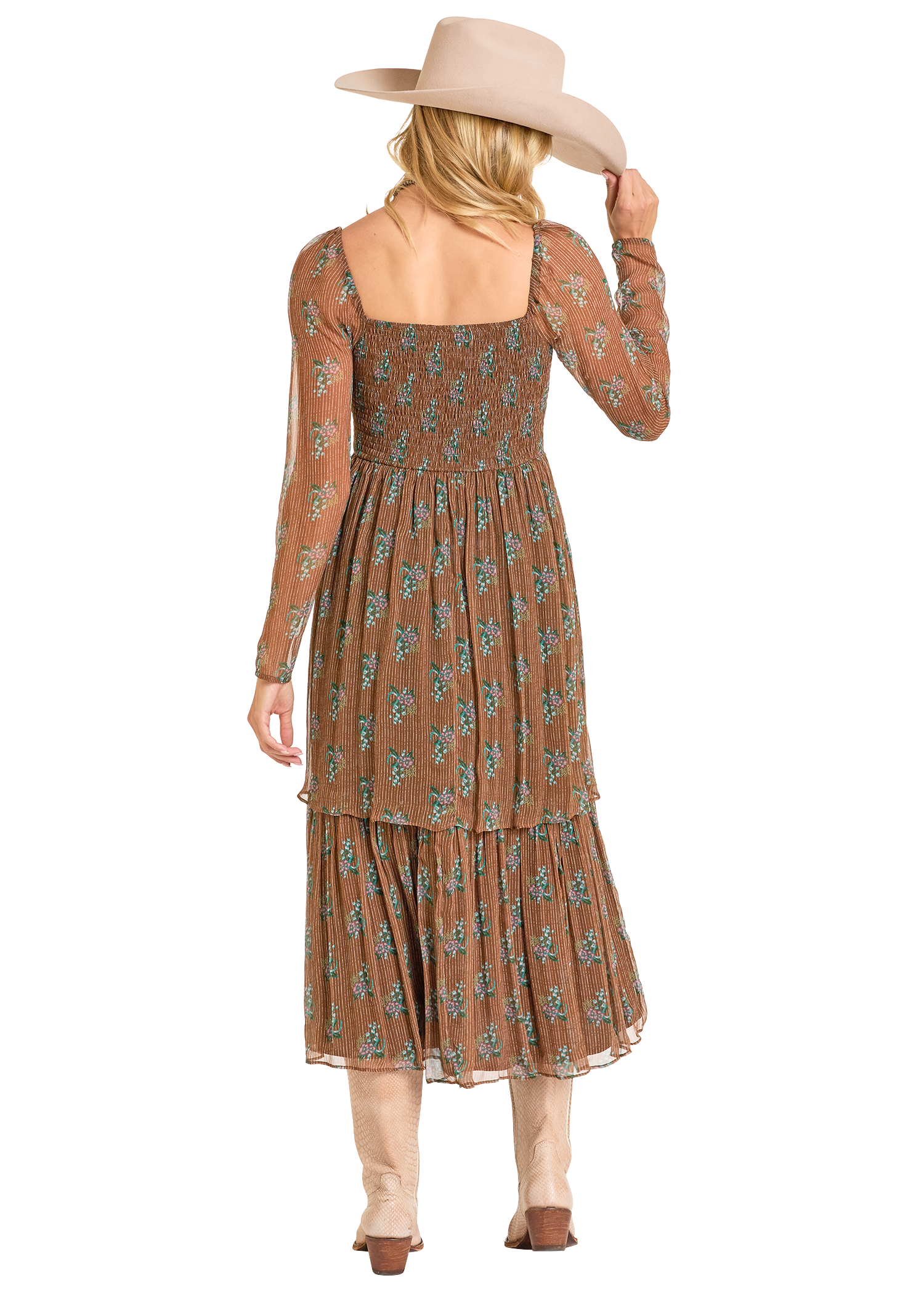 Panhandle Womens Striped Floral Dress