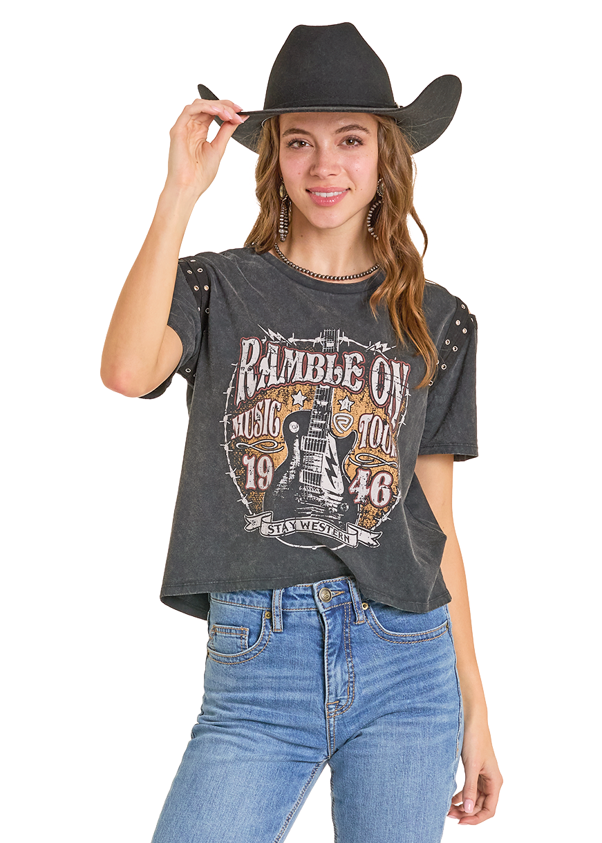 Panhandle Womens Ramble On Black Graphic Tee