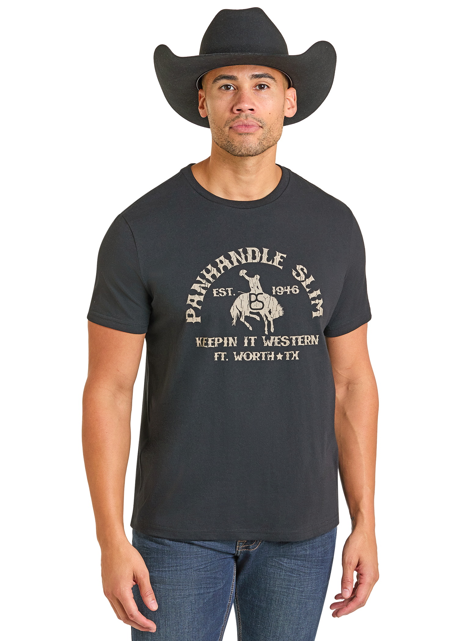 Panhandle Mens Black Keepin It Western T-Shirt