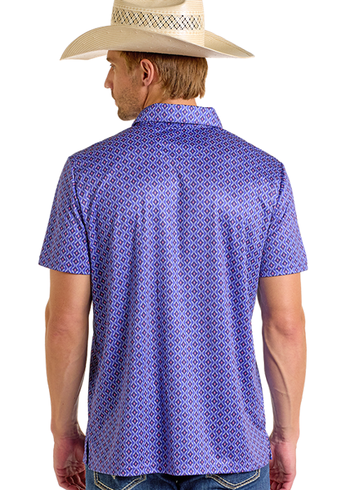 Panhandle Mens Royal Aztec Print Polo