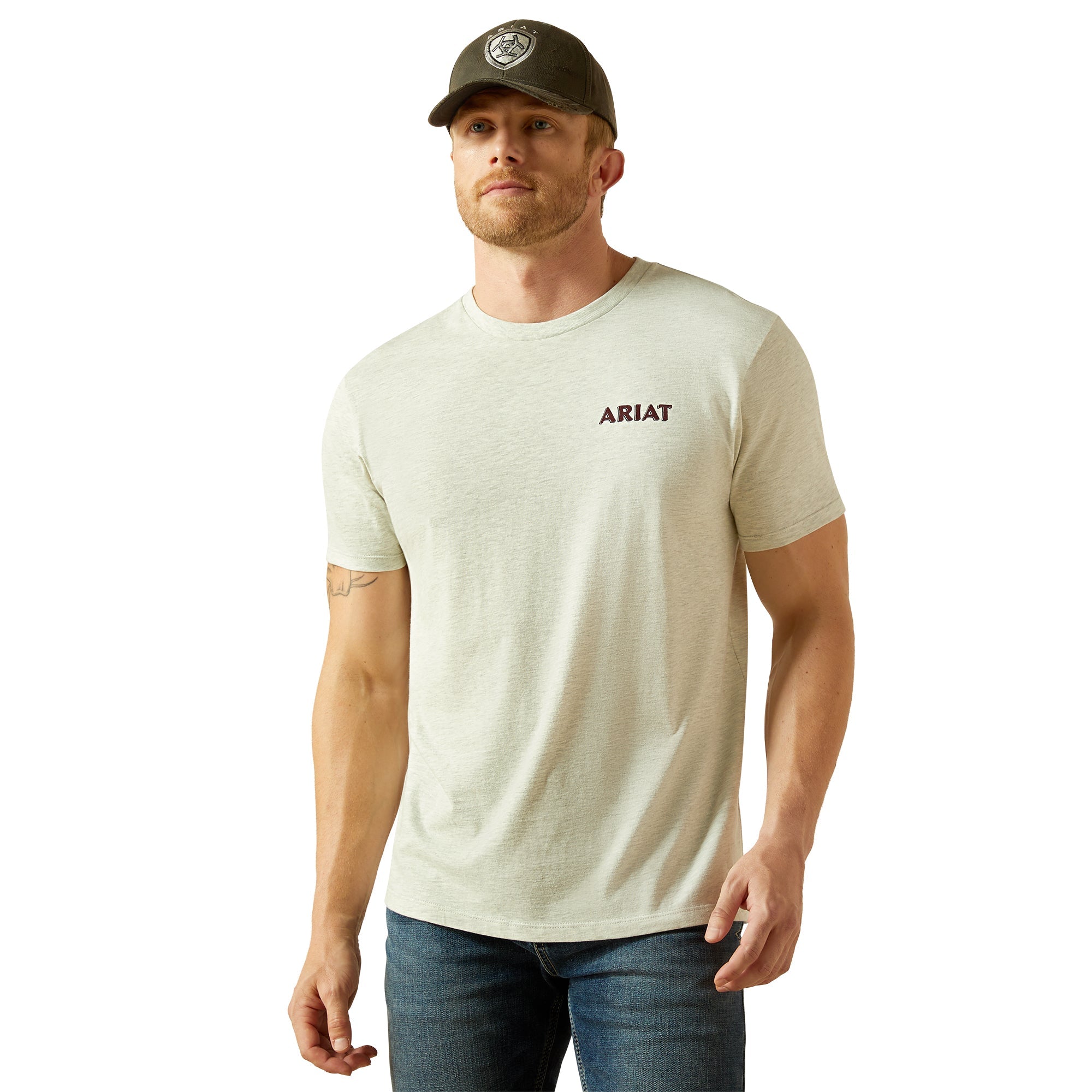 Ariat Mens Oatmeal Heather Straight Shooter T-Shirt