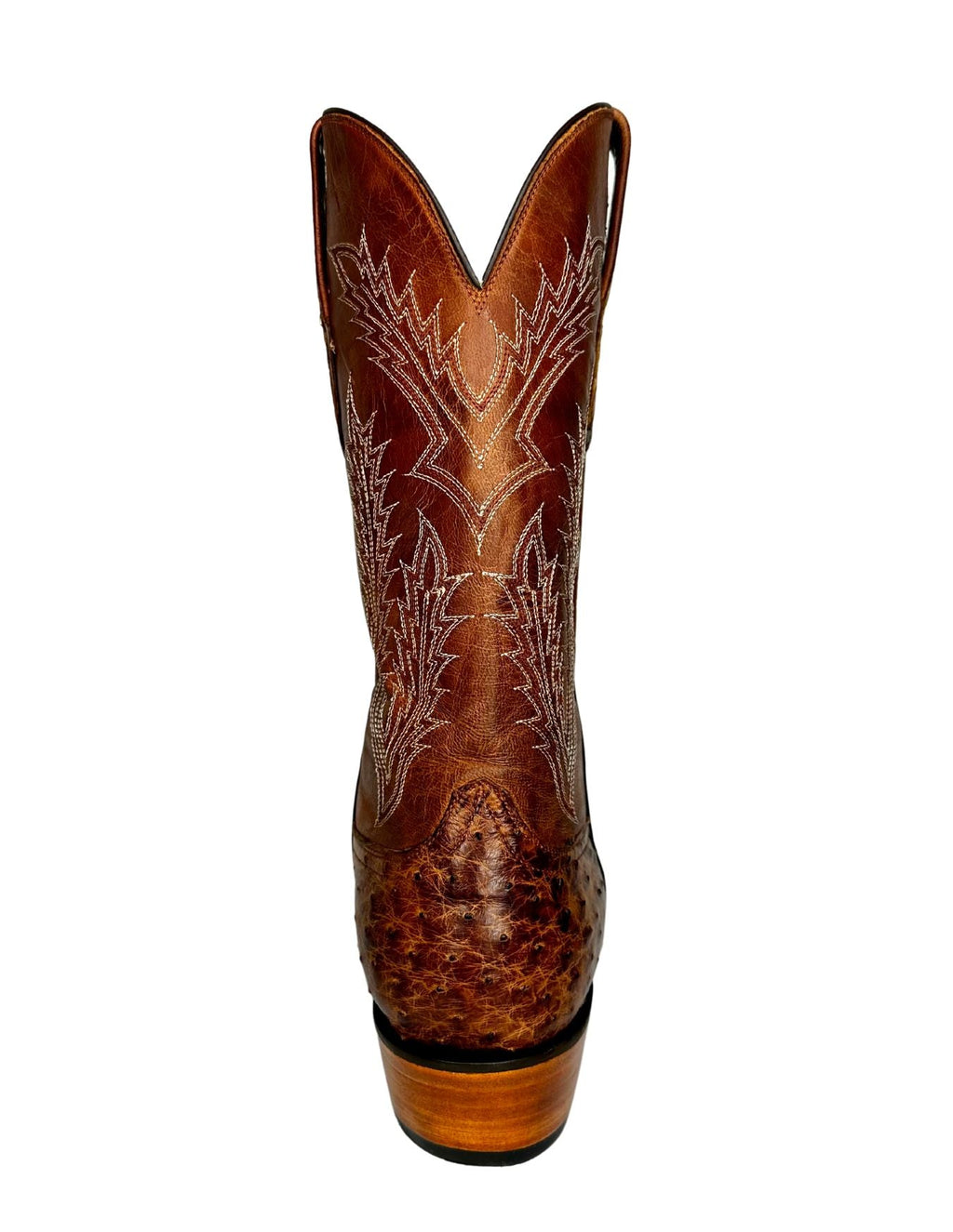 Black Jack Mens V Toe Burnished Cigar Full Quill Ostrich Boots