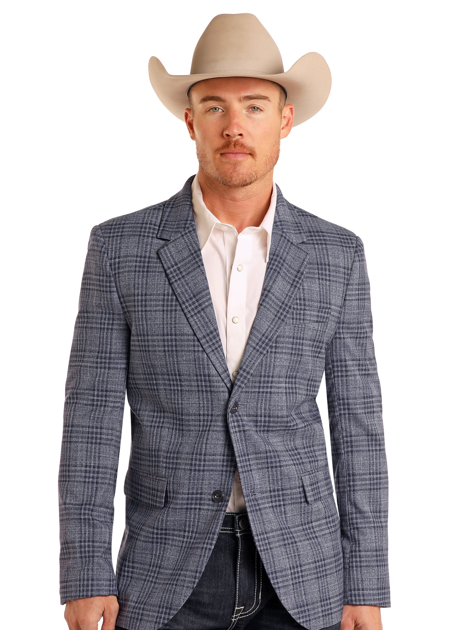 Panhandle Mens Blue Plaid Sports Coat