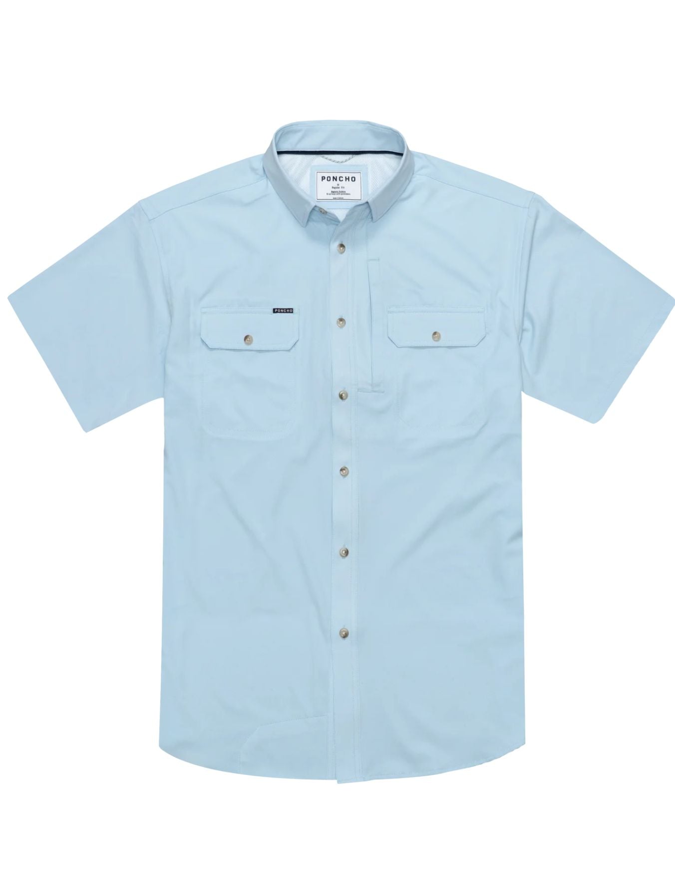 Poncho Mens Blue Steel Short Sleeve Shirt