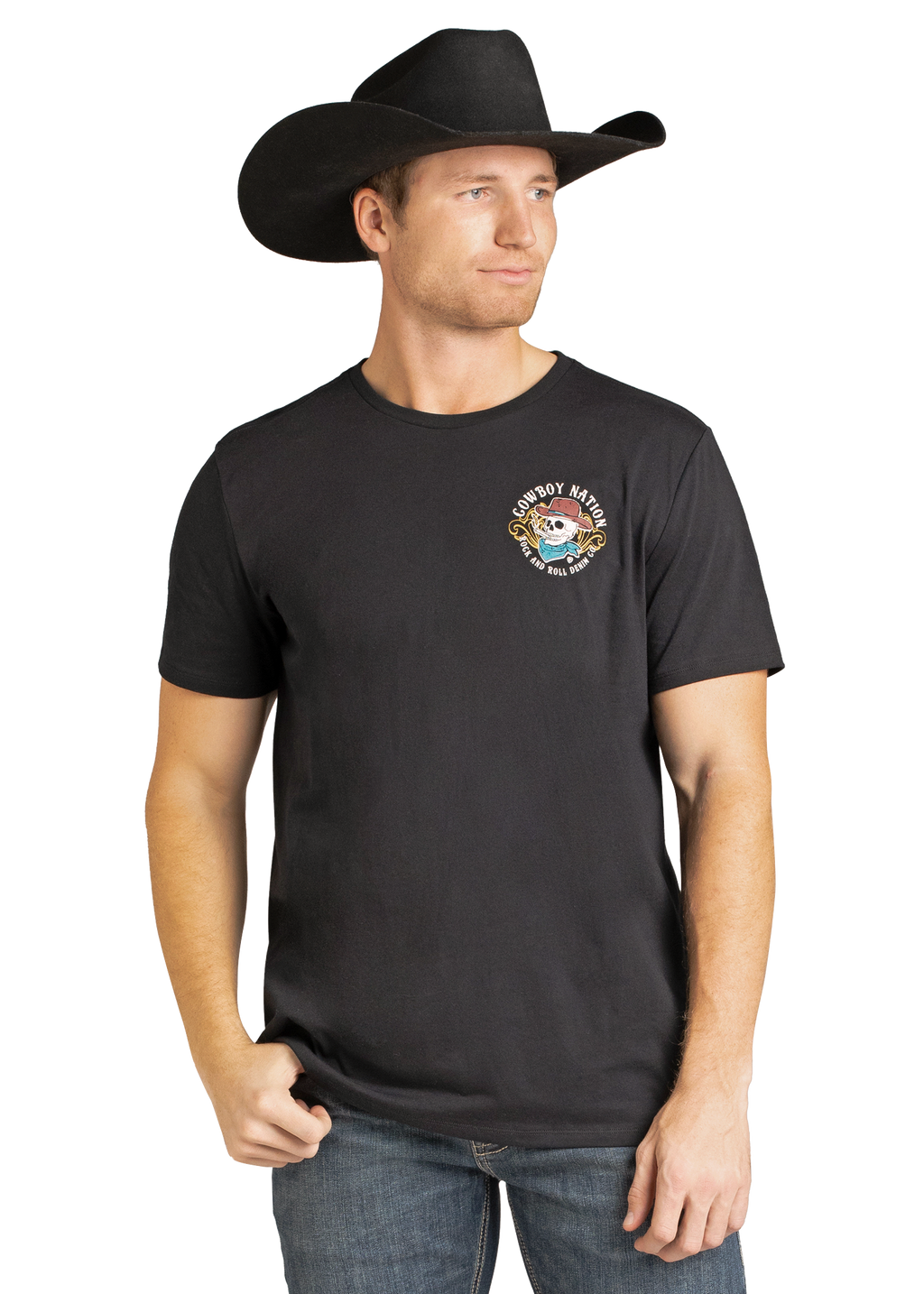 Panhandle Mens Black Skull Graphic T-Shirt