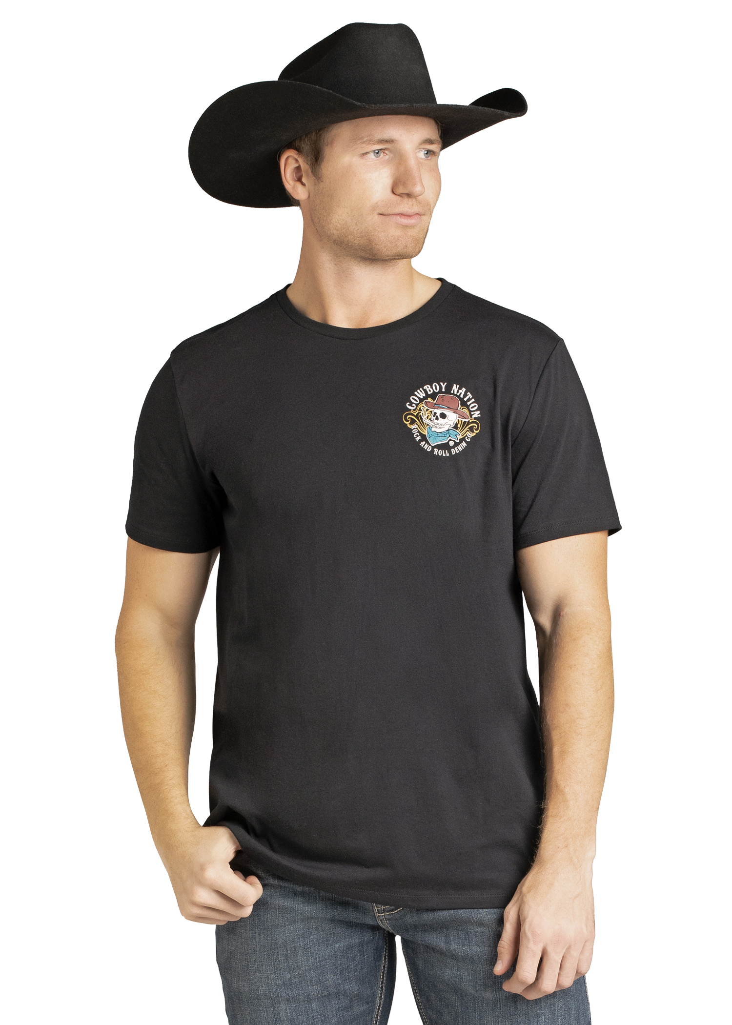Panhandle Mens Black Skull Graphic T-Shirt