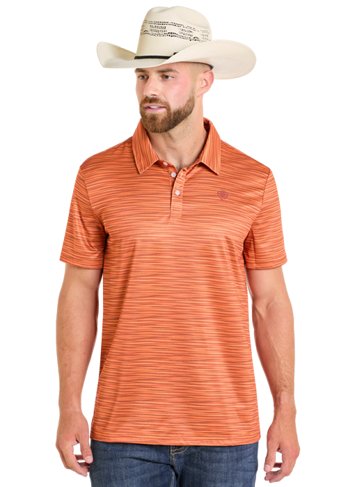 Panhandle Mens Orange Striated Polo