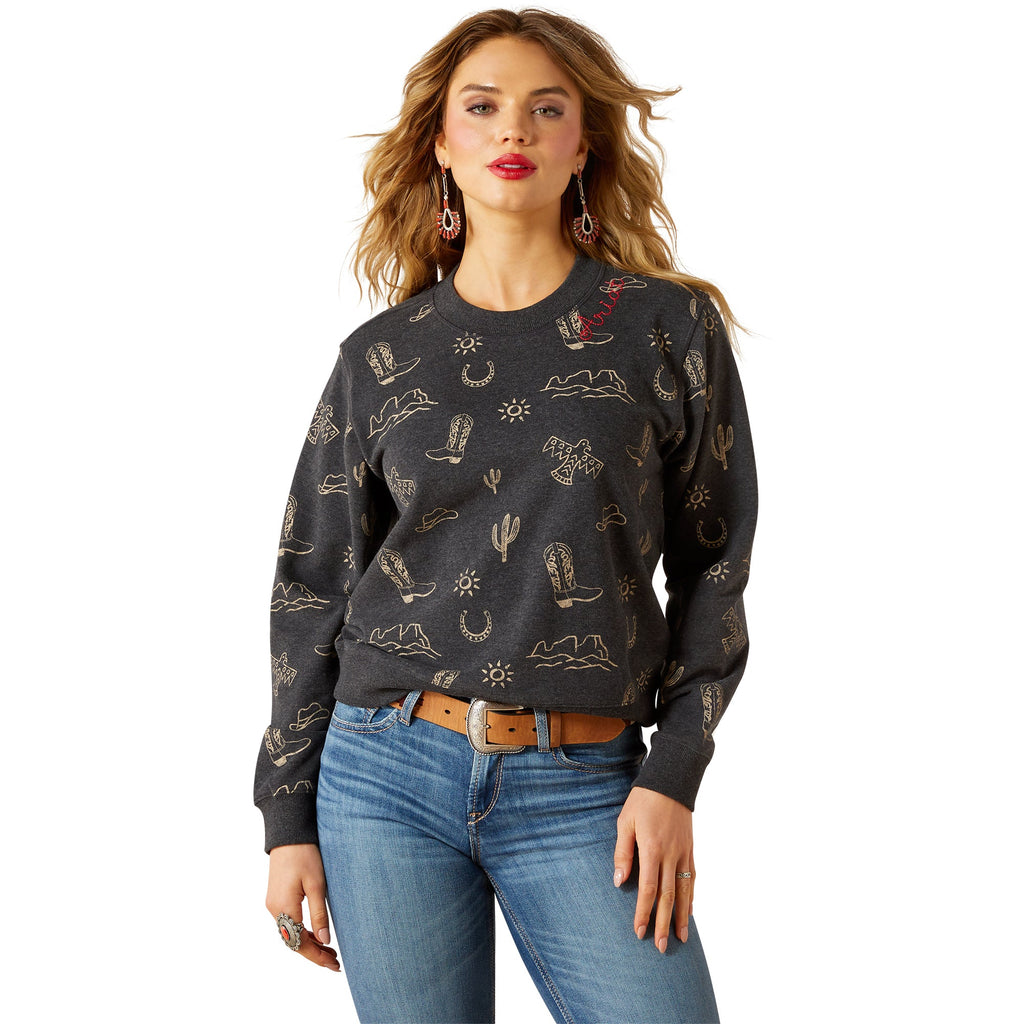 Ariat Womens Black Heather Essential Crew Sweatshirt