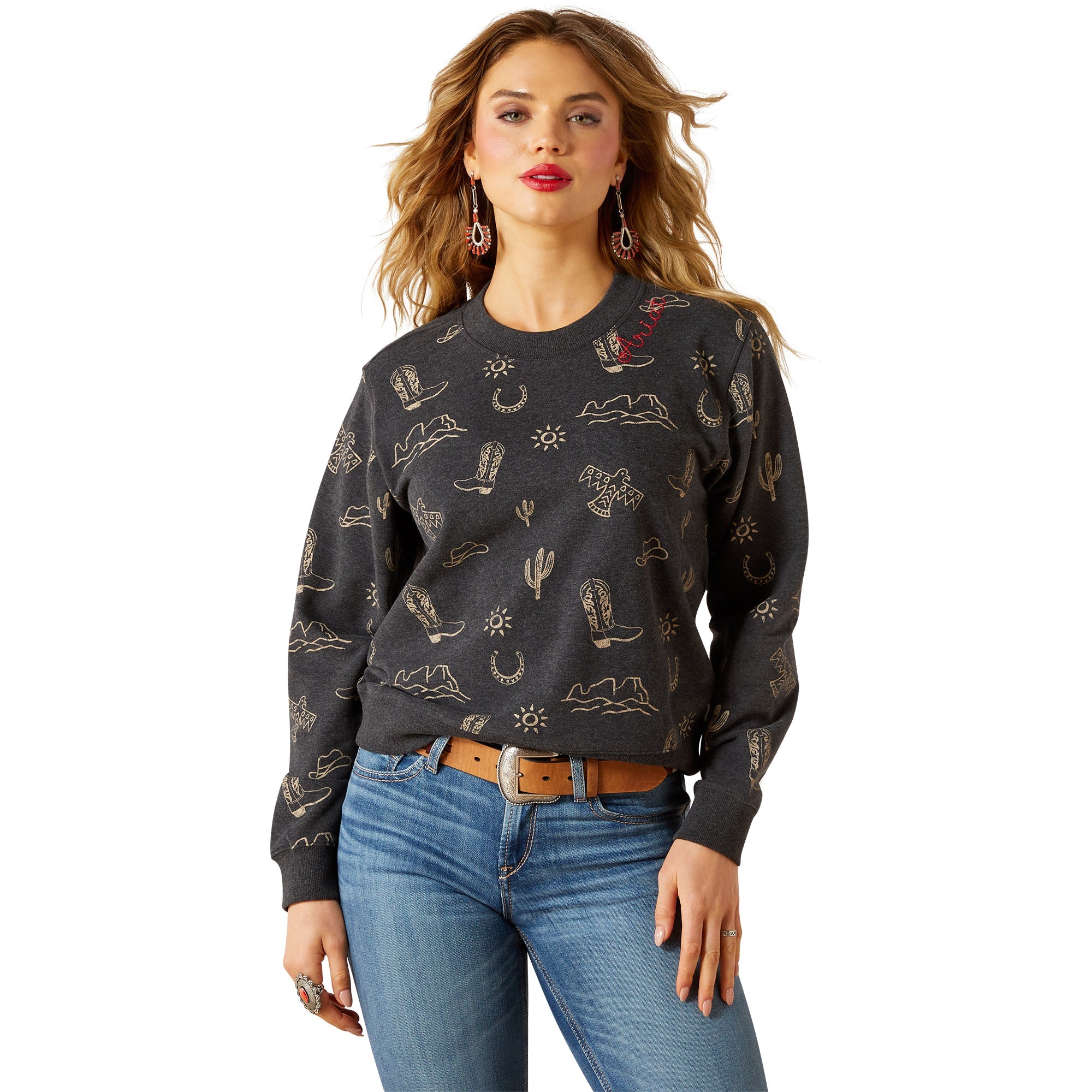Ariat Womens Black Heather Essential Crew Sweatshirt