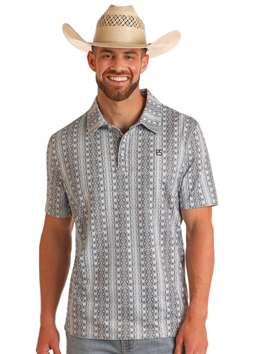 Panhandle Mens Grey Printed Polo