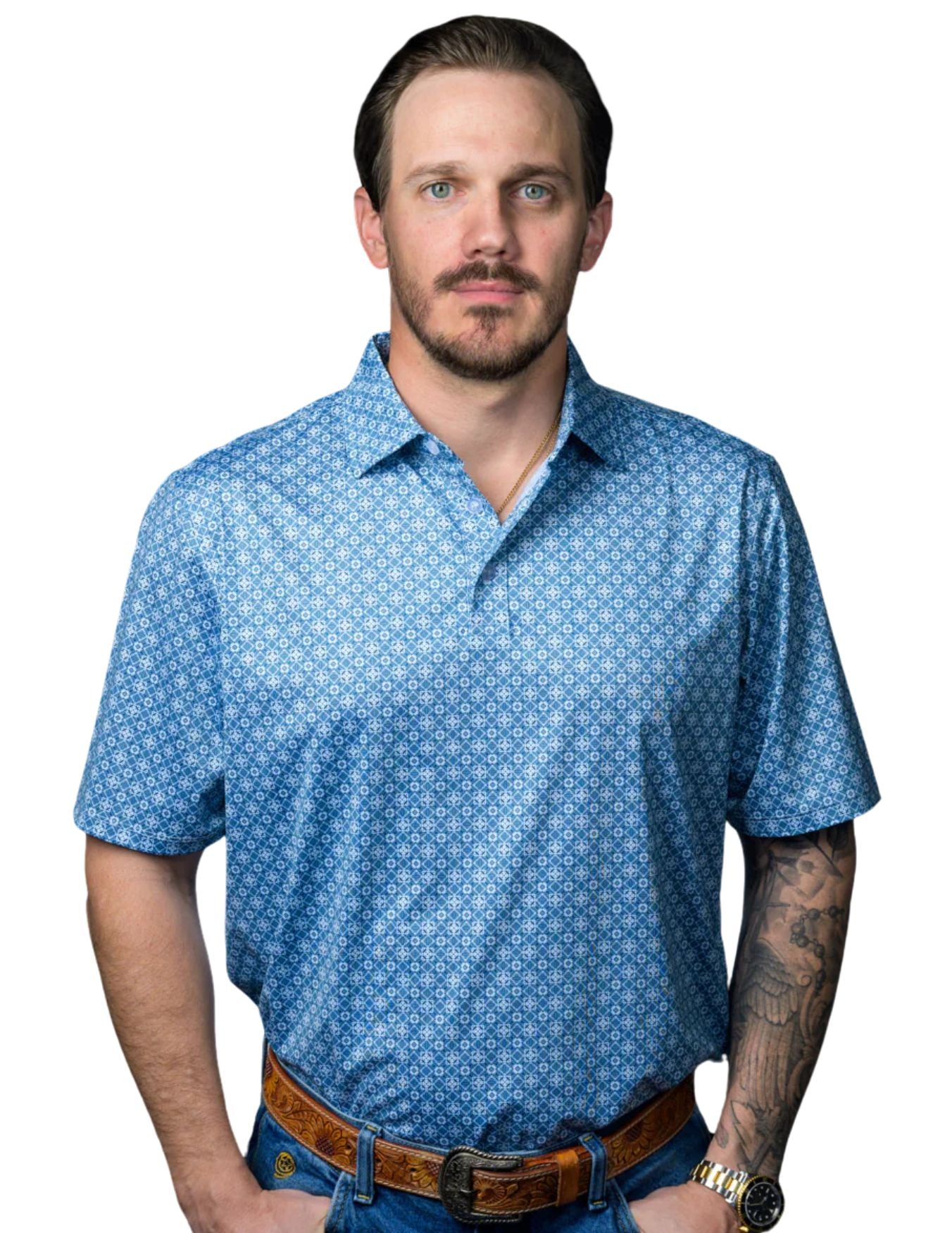 Mens Ferrell Blue Diamond Polo