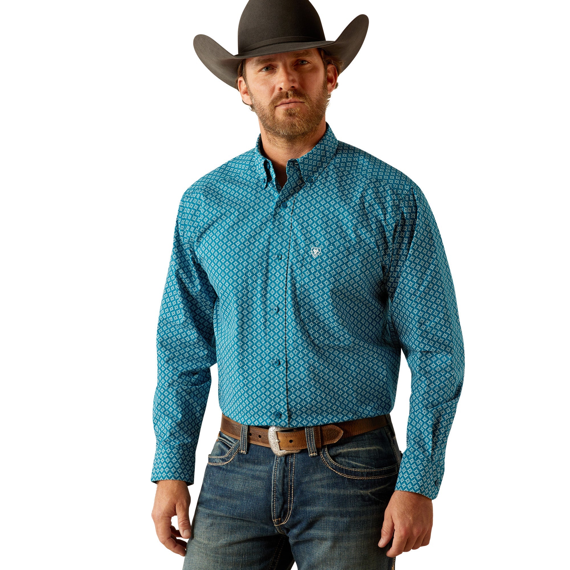 Ariat Mens Petey Dark Teal Classic Fit Shirt