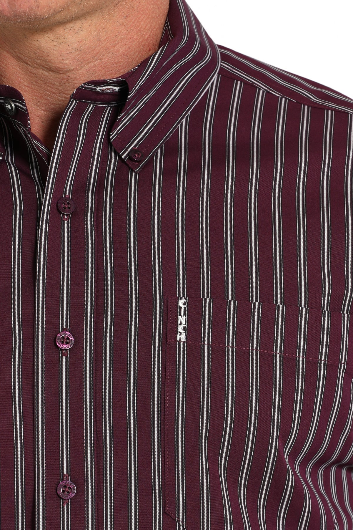 Cinch Mens Purple Stripe Modern Fit Shirt