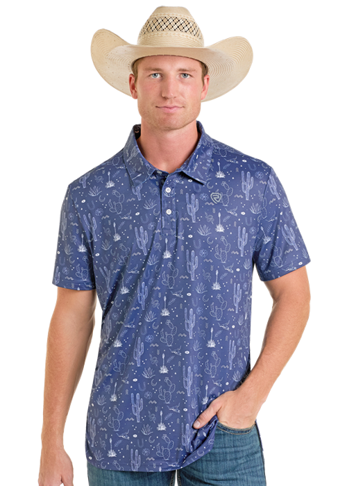 Panhandle Mens Navy Cactus Polo