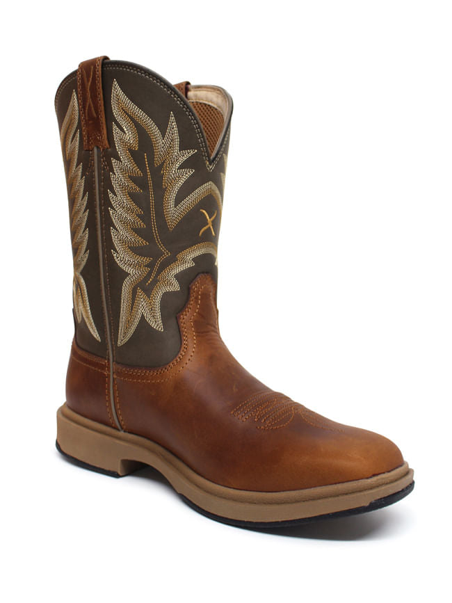 Twisted X Mens UltraLite Brown And Olive Soft Toe Work Boots