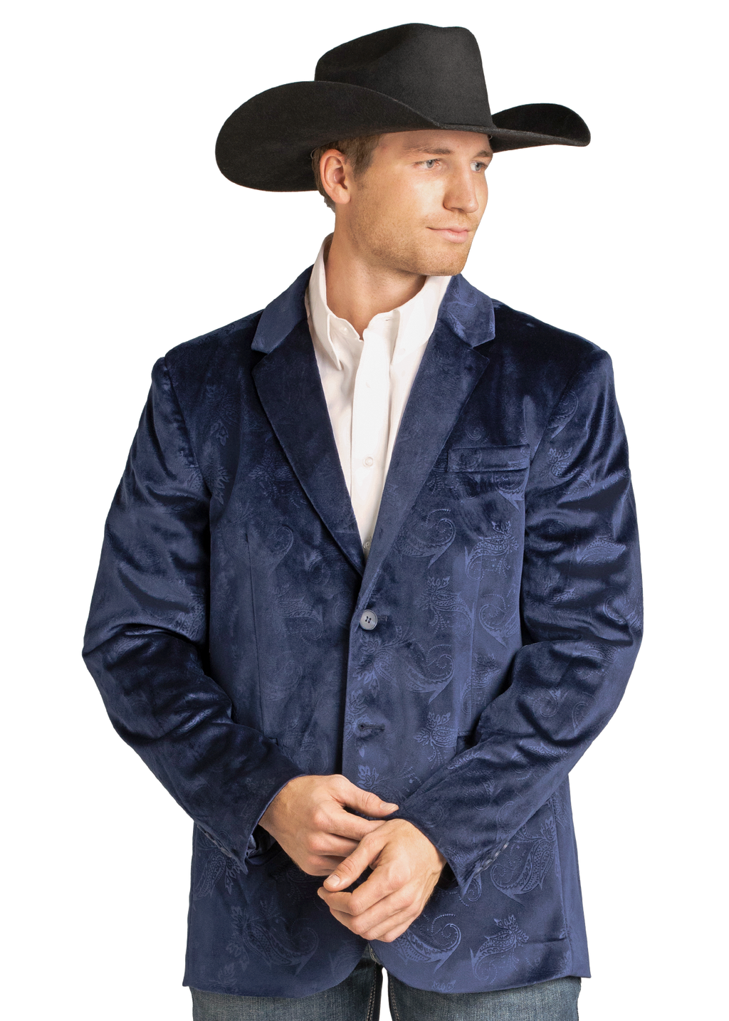 Panhandle Mens Navy Velvet Sport Coat