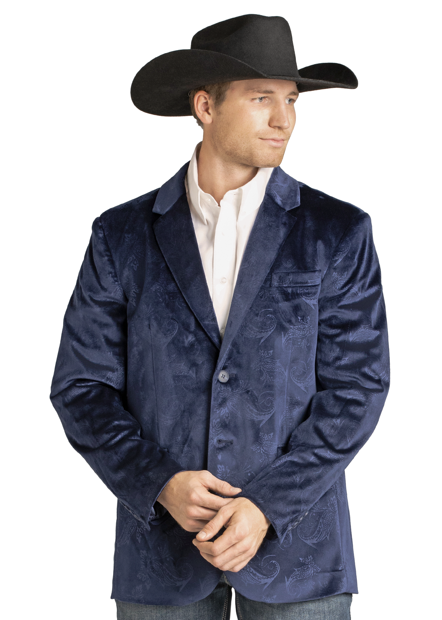 Panhandle Mens Navy Velvet Sport Coat