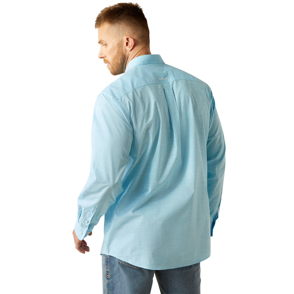 Ariat Mens Light Blue Solid Slub Classic Fit Shirt