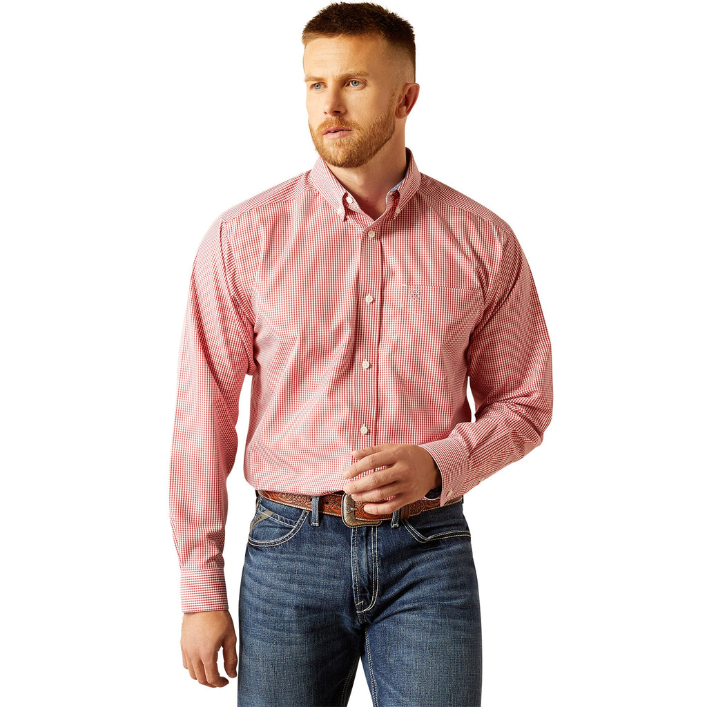 Ariat Mens Red Wrinkle Free Dane Classic Fit Shirt