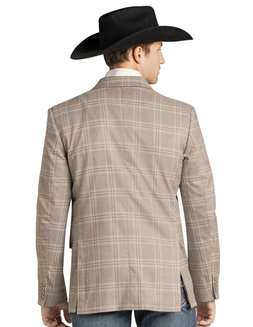 Panhandle Mens Tan Plaid Sport Coat