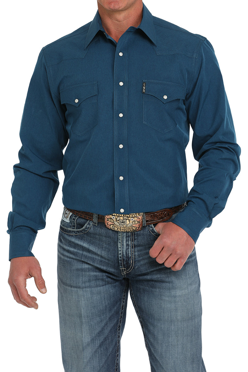 Cinch Mens Teal Modern Fit Long Sleeve Shirt