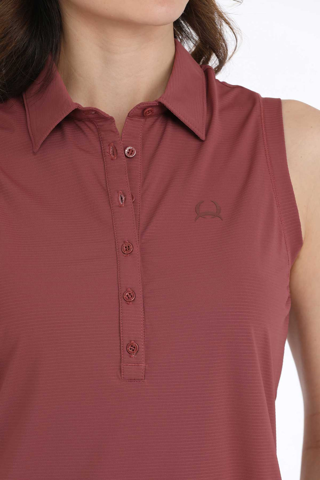 Cinch Womens Burgundy Sleeveless Polo