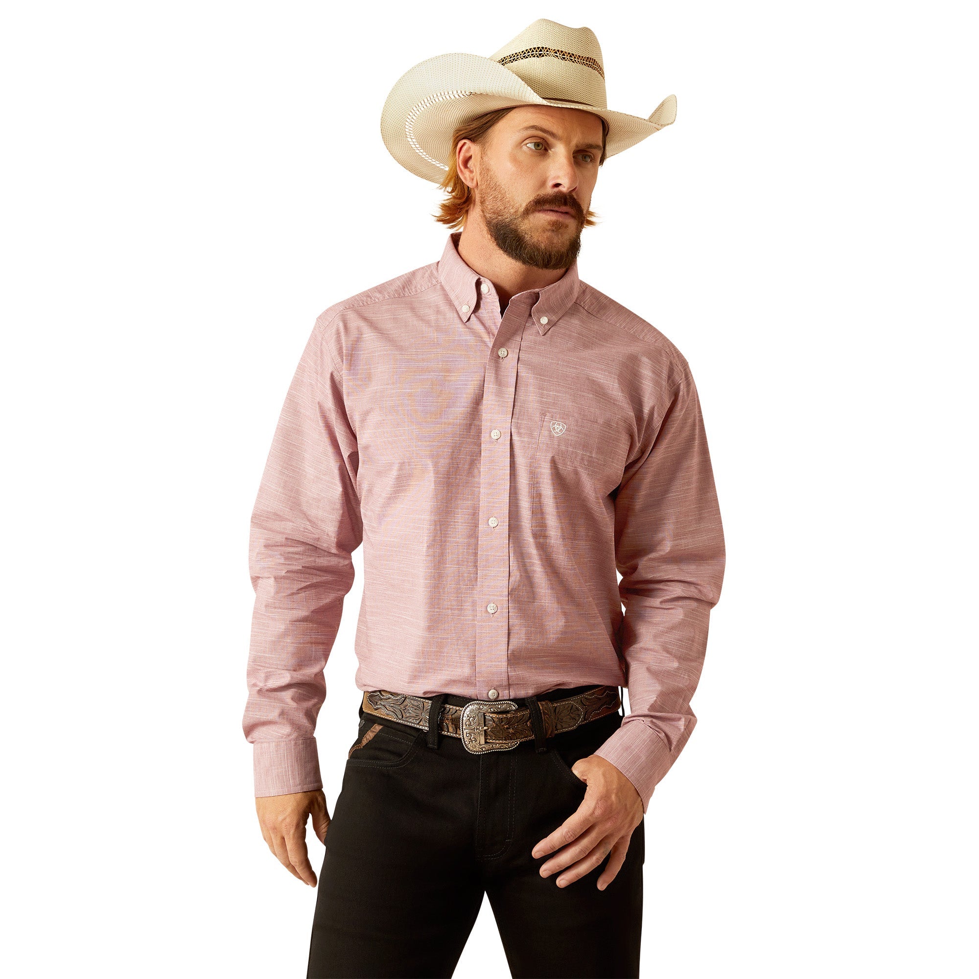 Ariat Mens Brick Solid Slub Classic Fit Shirt
