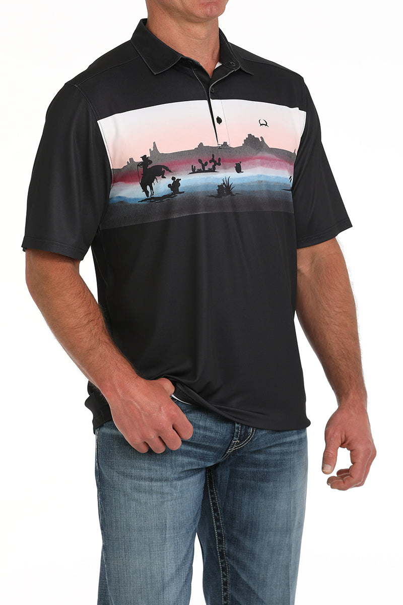 Cinch Mens Black Arenaflex Polo