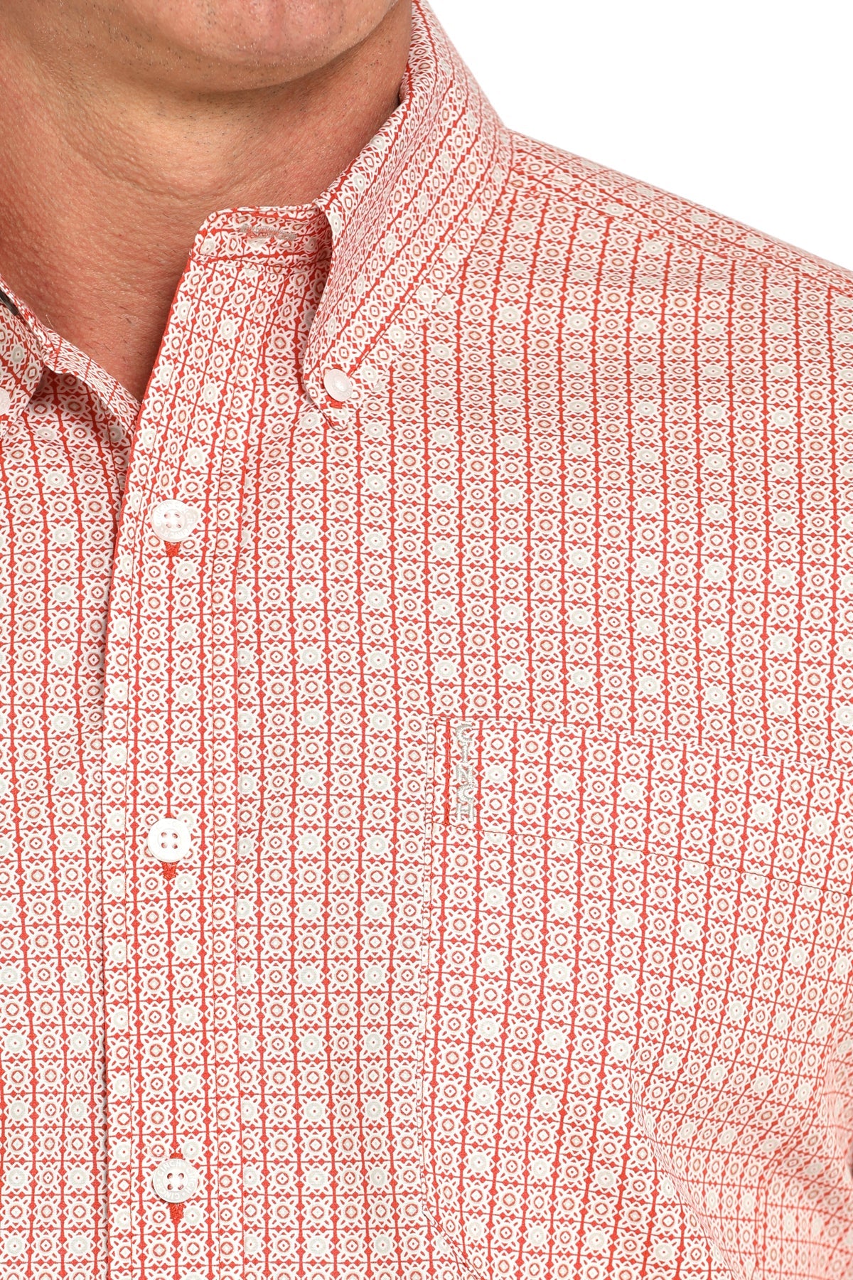 Cinch Mens Red Printed Long Sleeve Shirt