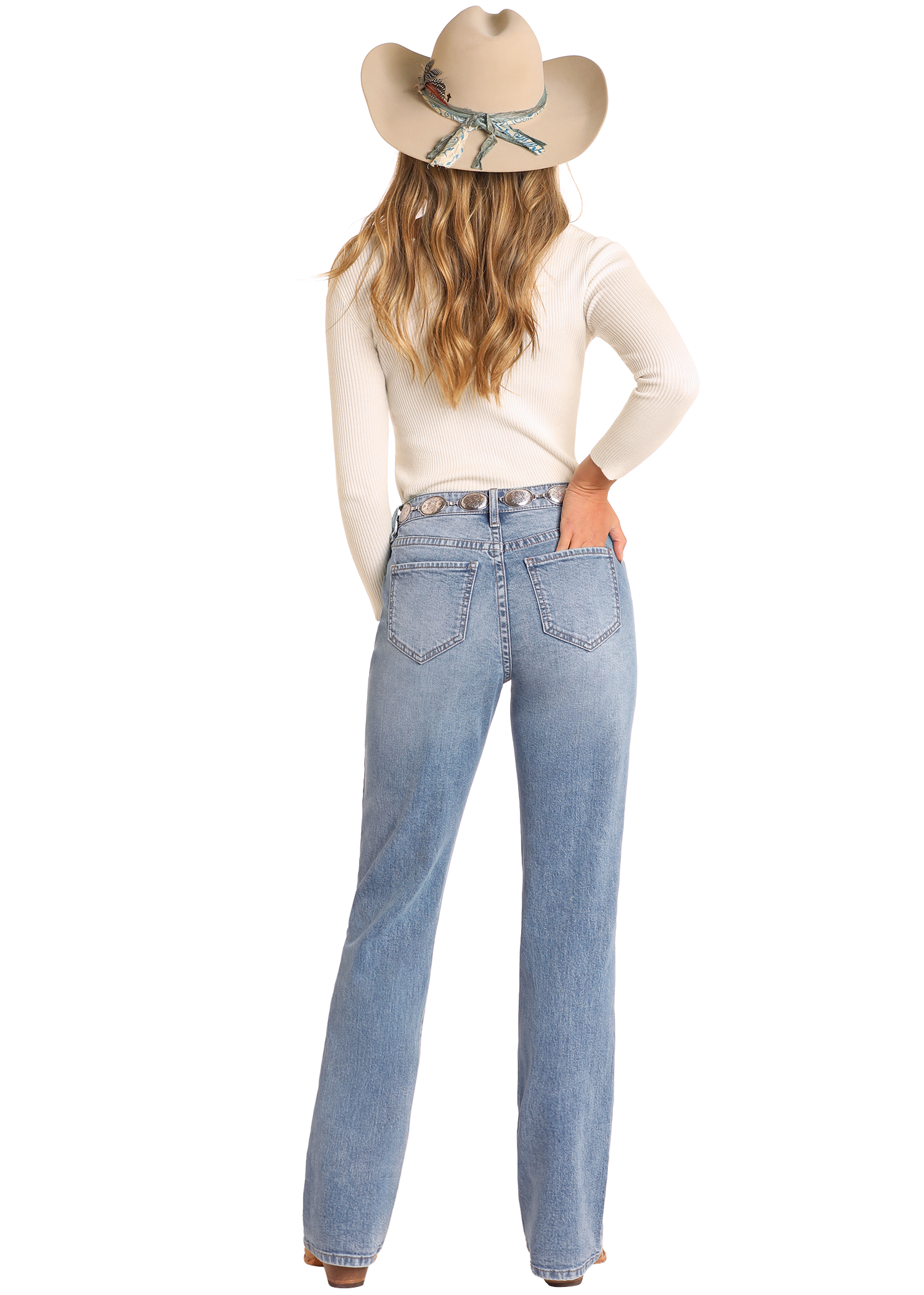 Panhandle Womens High Rise Distressed Bootcut Jeans