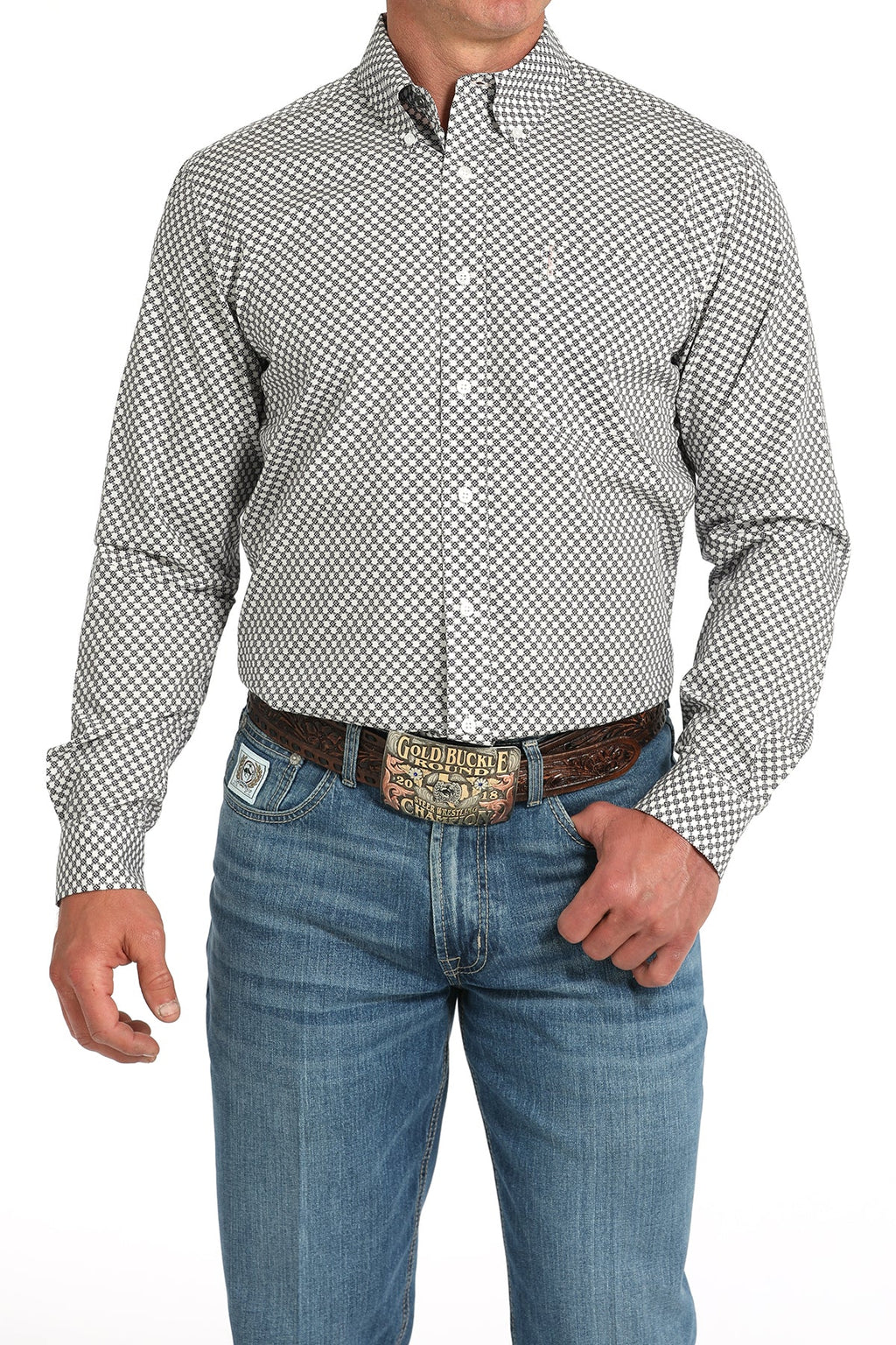 Cinch Mens Modern Fit Square Print Western Shirt