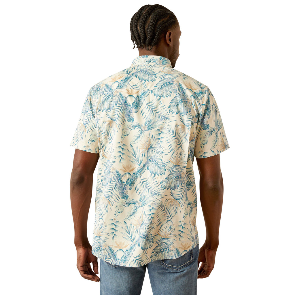 Ariat Mens Khaki Palm Print VentTEK Outbound Fitted Shirt