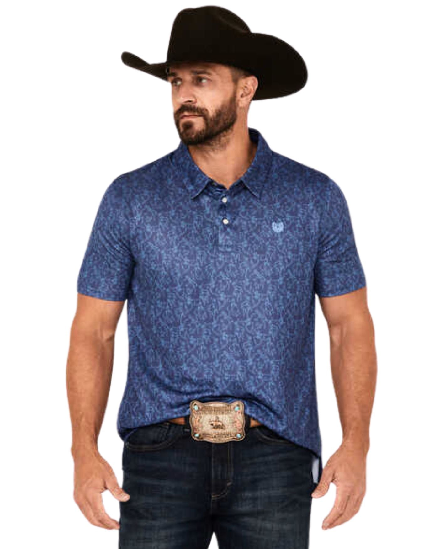 Panhandle Mens Blue Polo Short Sleeve Shirt