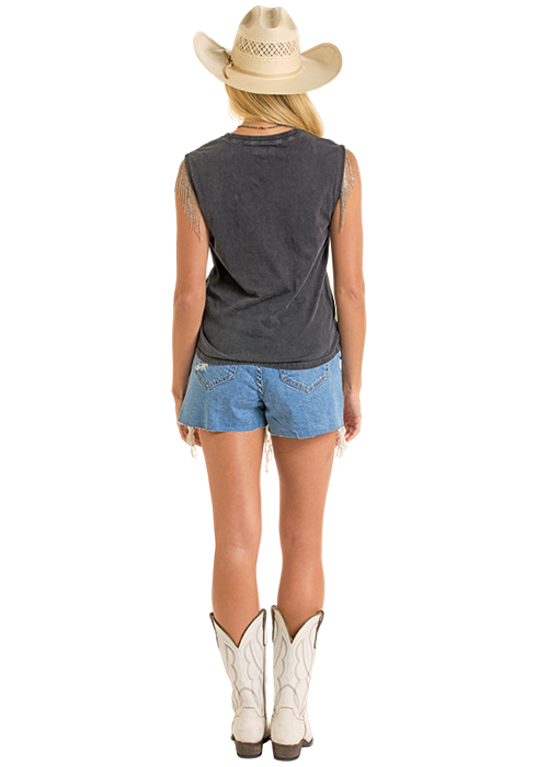 Panhandle Womens Chain Fringe Graphic Tank Top