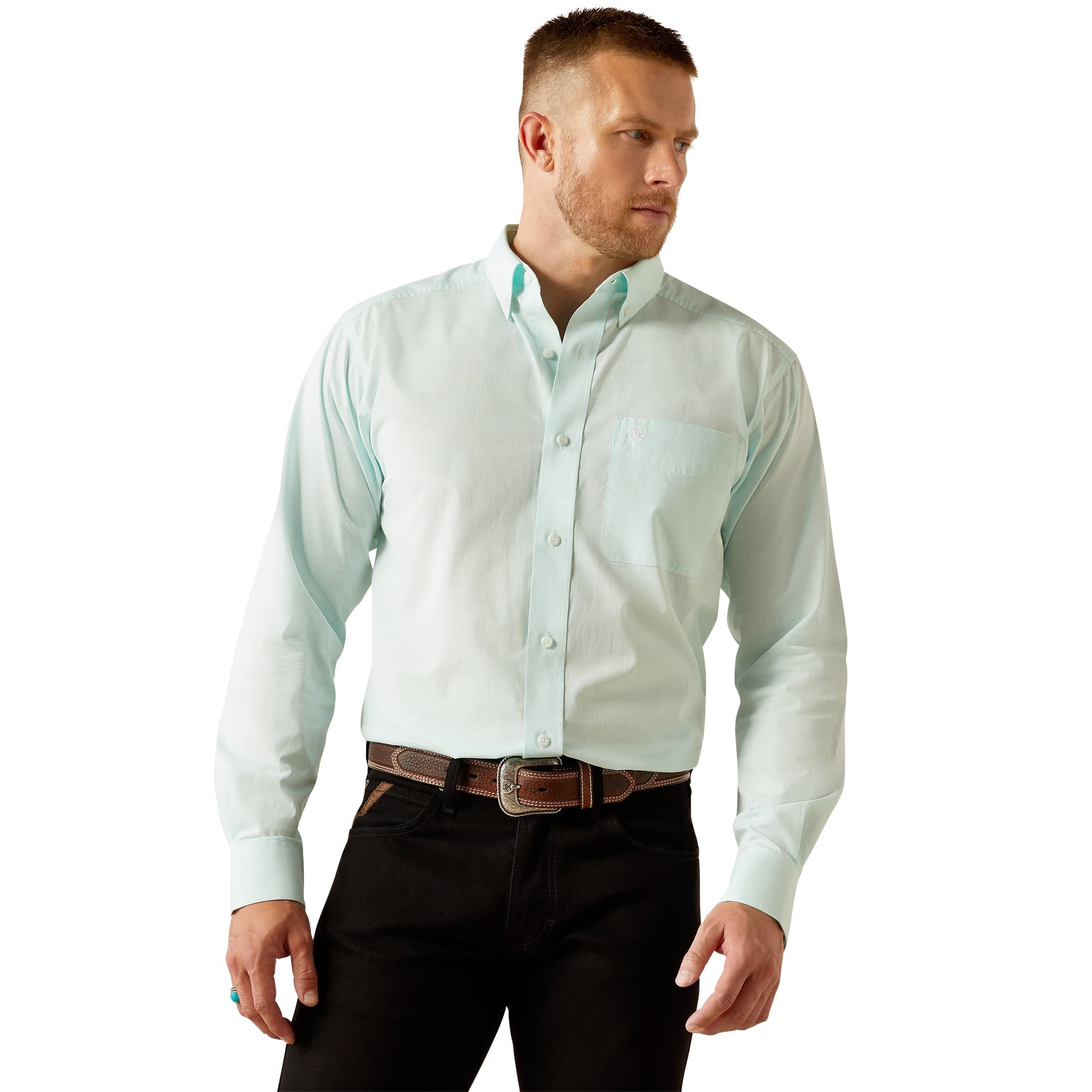 Ariat Mens Mint Solid Slub Classic Fit Shirt