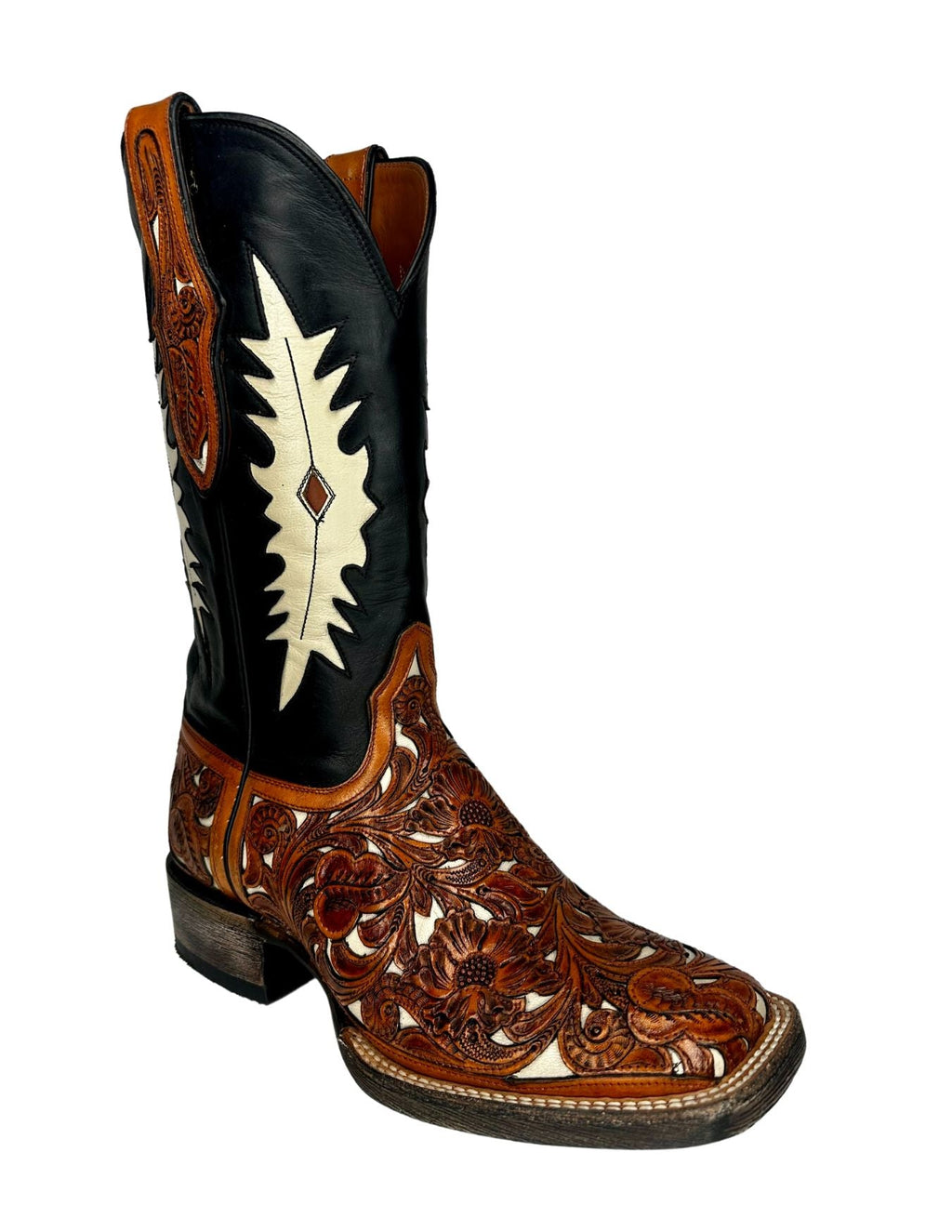 Black Jack Mens Tooled Mahogany Boots