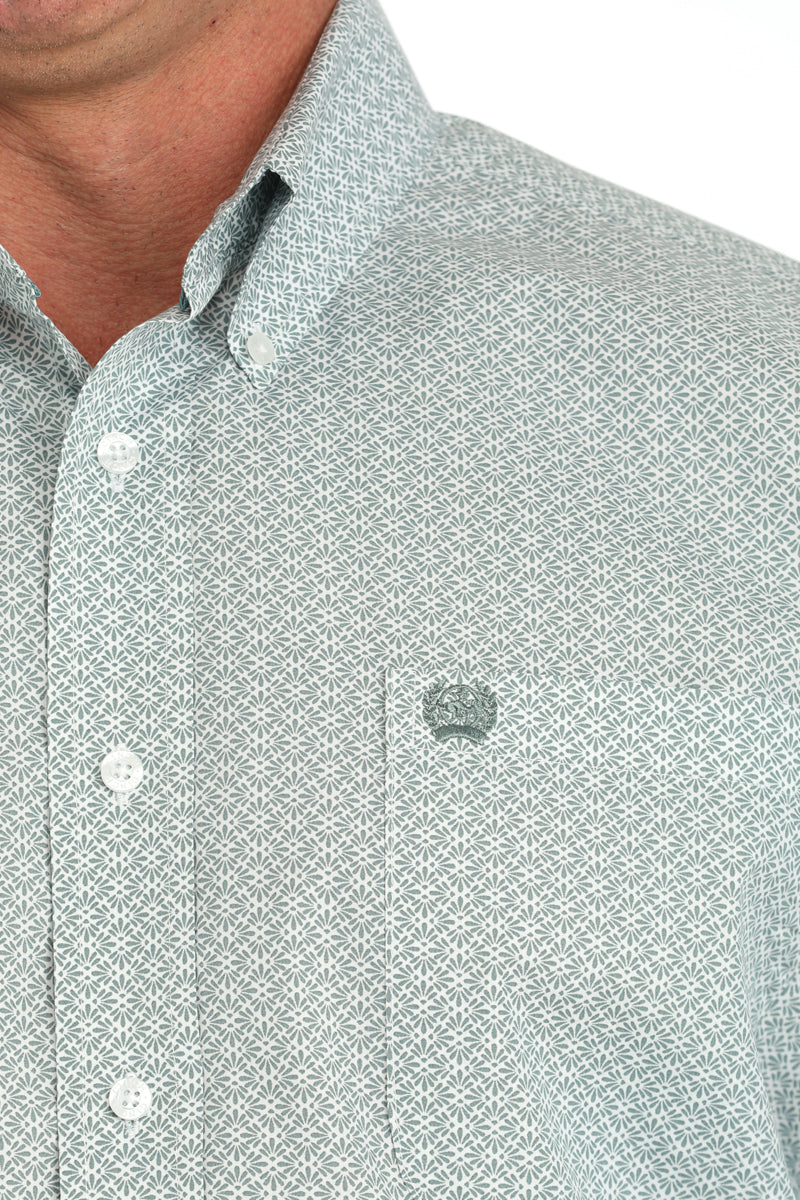 Cinch Mens White Printed Long Sleeve Shirt