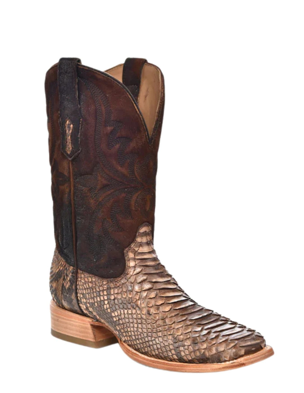 Corral Mens Brown Python Wide Square Toe Boots