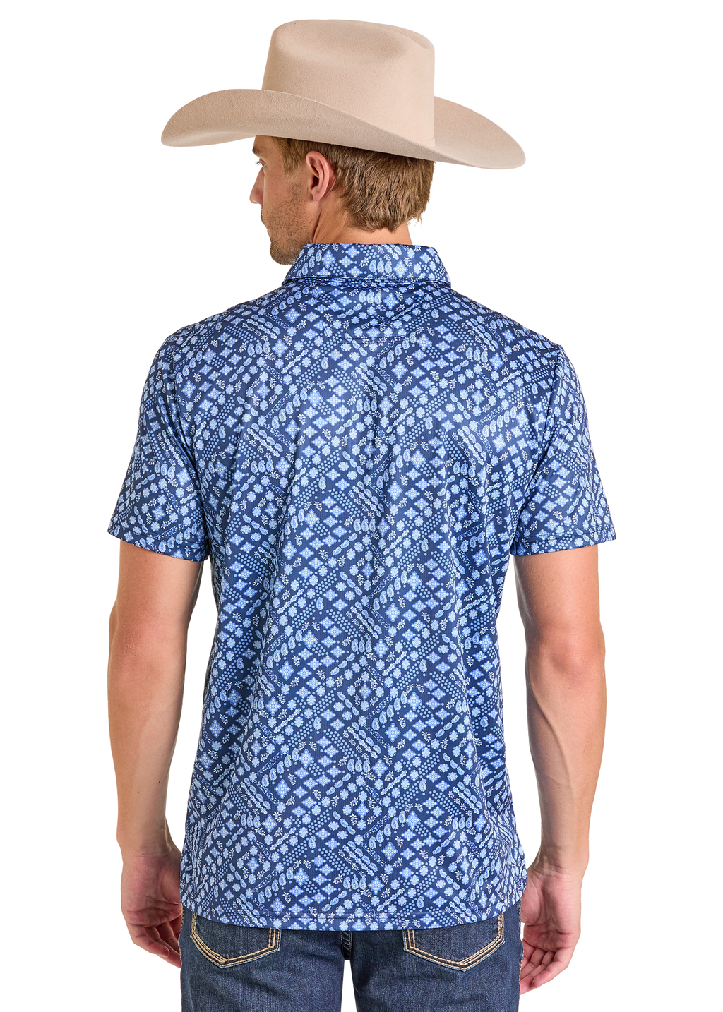 Panhandle Mens Navy Bandana Print Polo