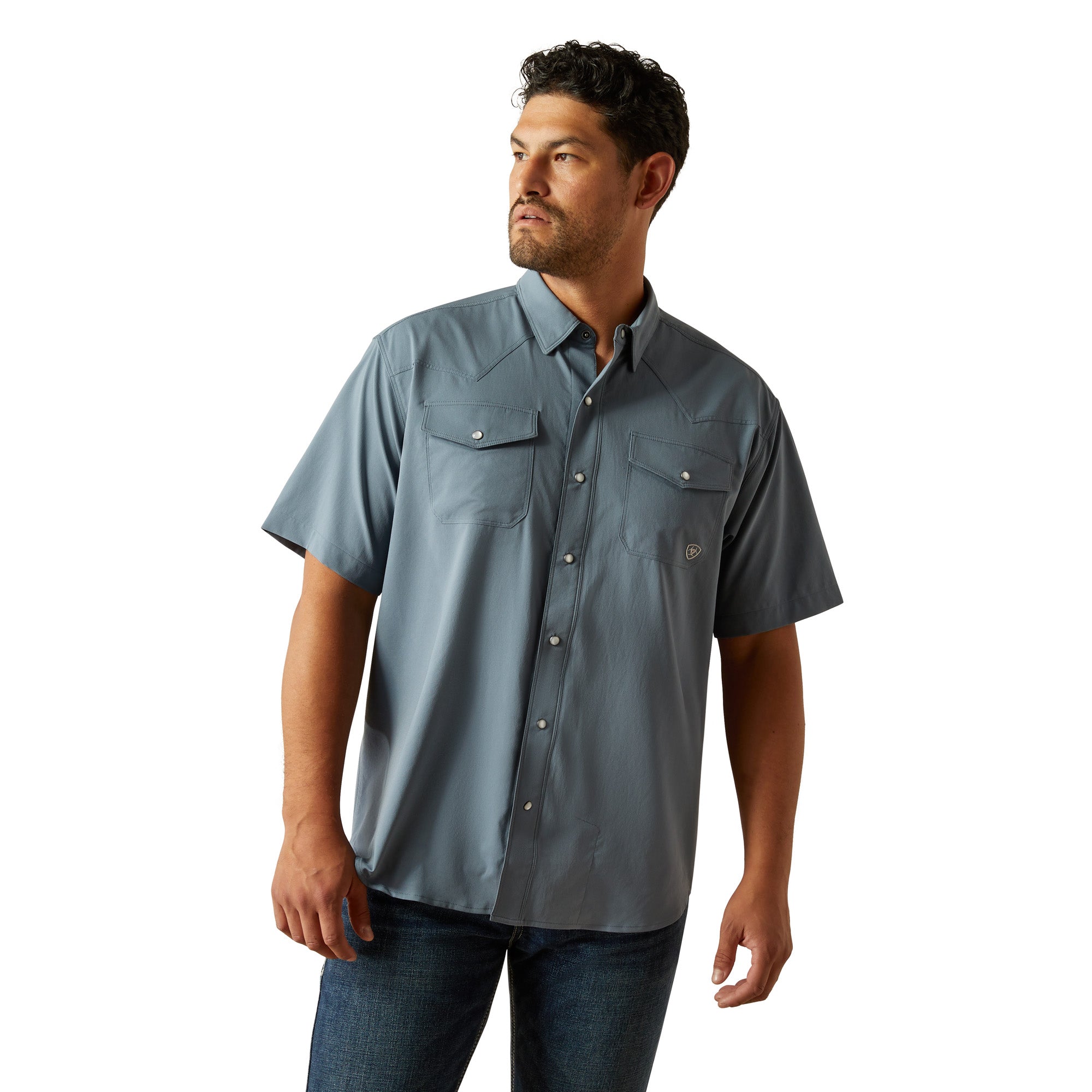 Ariat Mens Newsboy Blue Western VentTEK Classic Fit Shirt