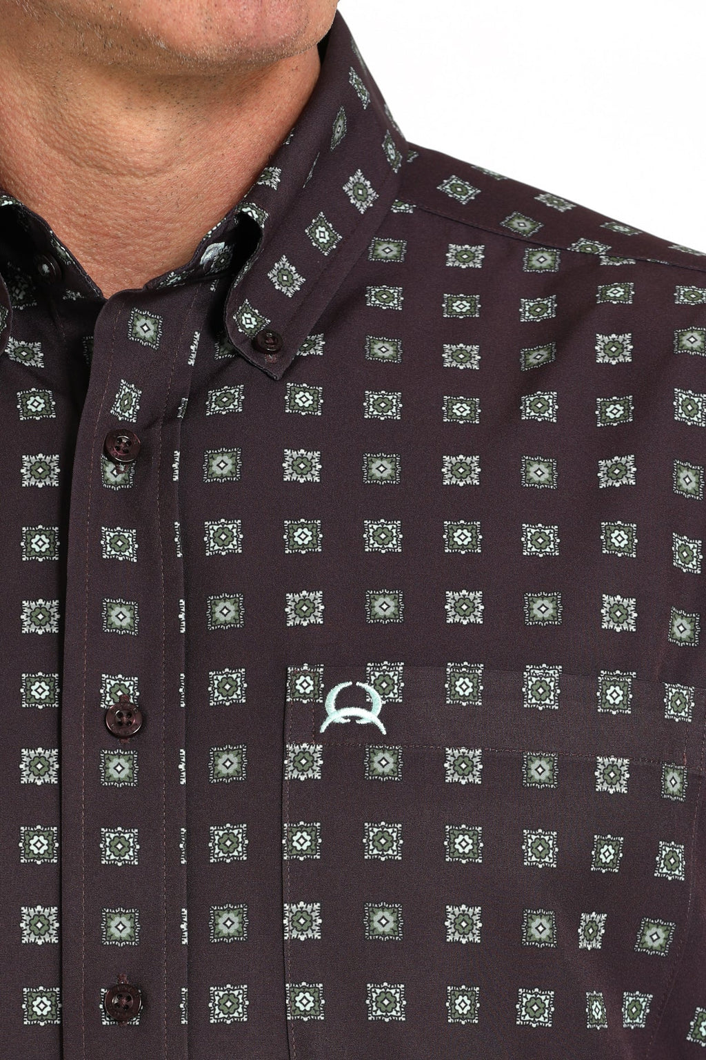 Cinch Mens Purple Printed Short Sleeve Shirt