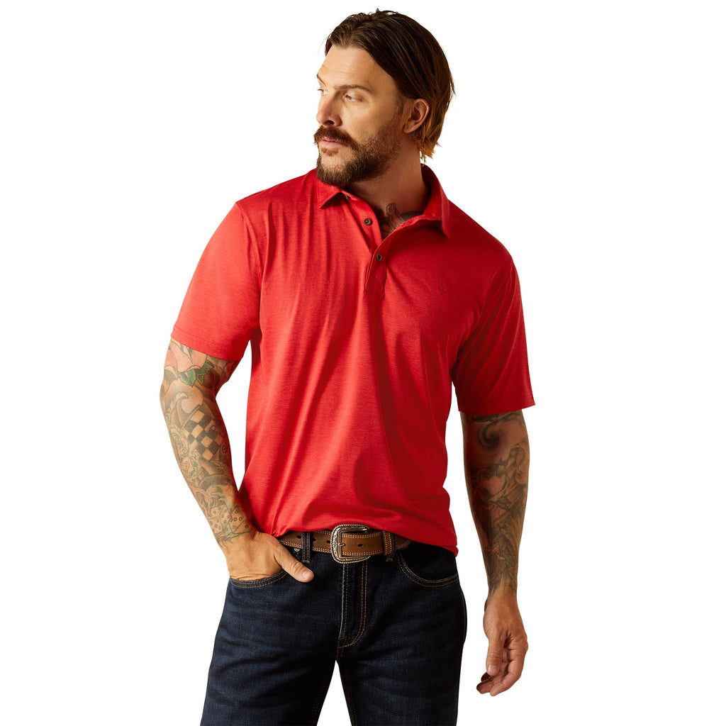 Ariat Mens Red Charger 2.0 Fitted Polo