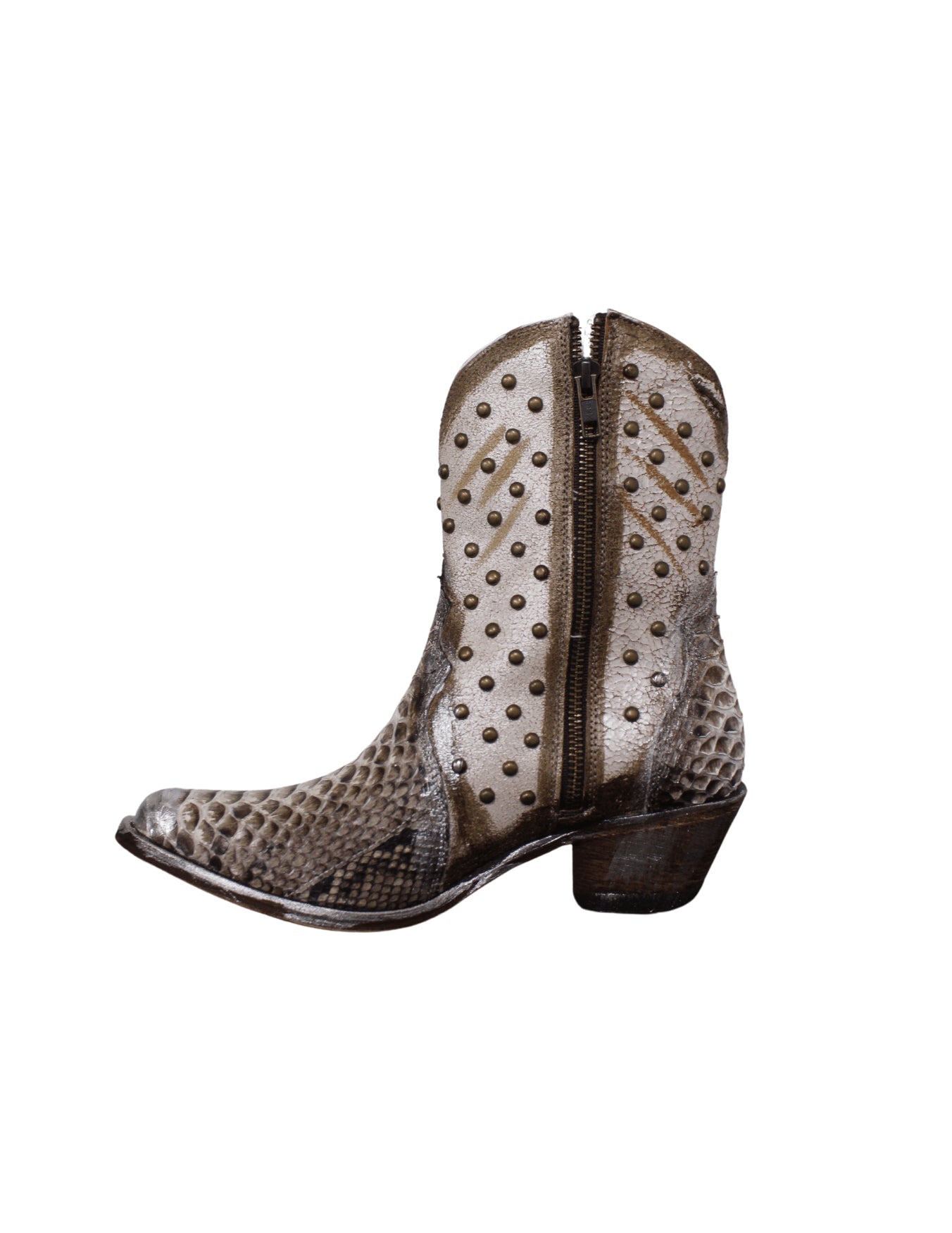 Corral Womens Natural Python Overlay and Stud Booties