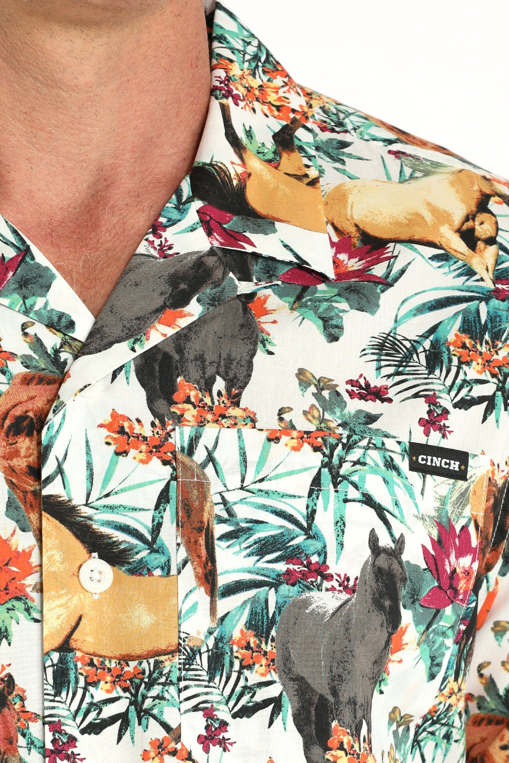 Cinch Mens Hawaiian Horses Camp Shirt